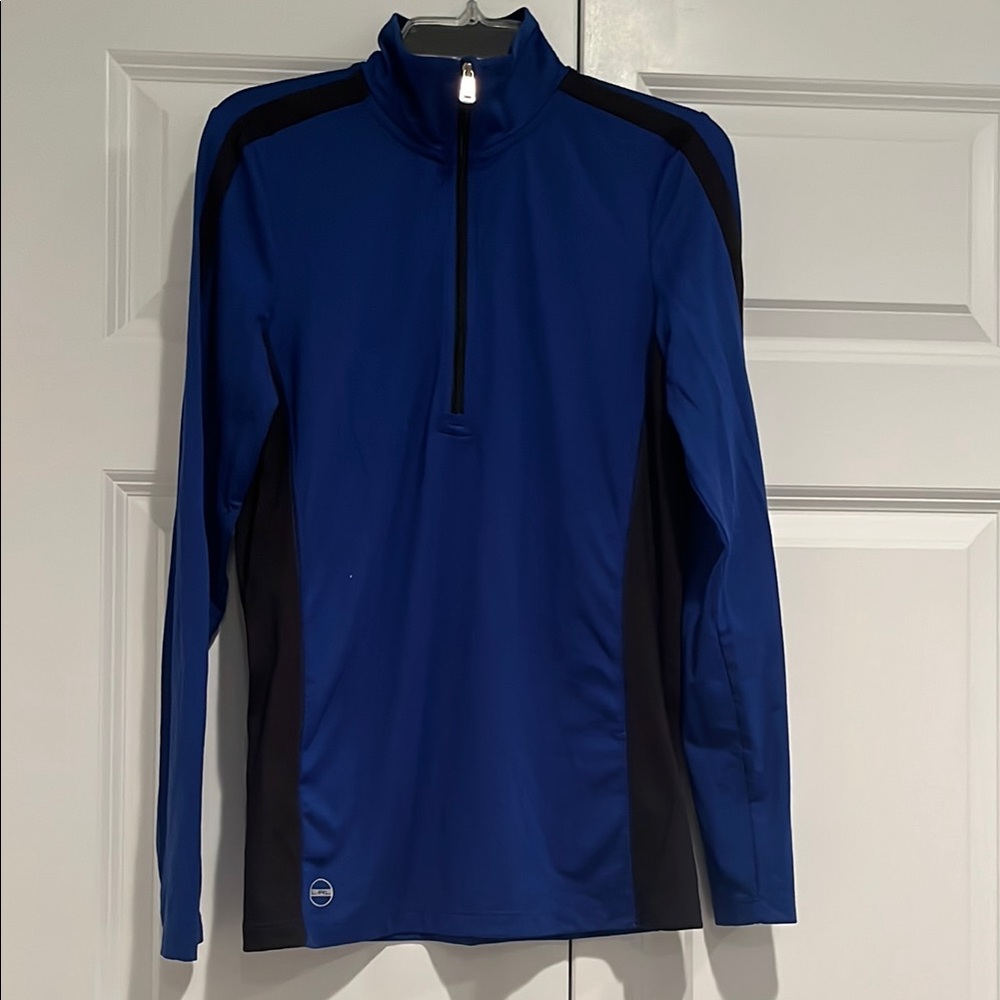 Blue and Black Long Sleeve Athletic Top